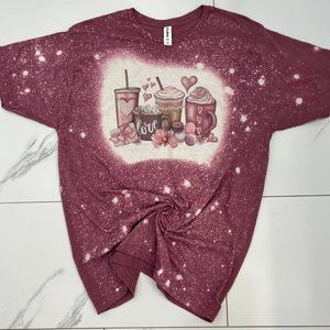 Valentine's Day Coffee Lover Bleached T-shirt